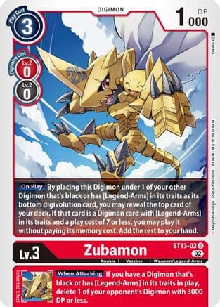 Zubamon — Starter Deck 13: Ragnaloardmon Digimon Card Game card by Takase