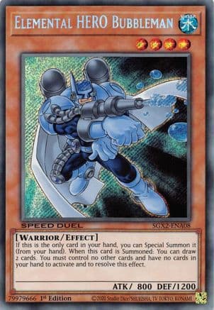 Elemental HERO Bubbleman (Secret Rare) — Speed Duel GX: Midterm Paradox Yu-Gi-Oh! card by Studio Dice/Shueisha