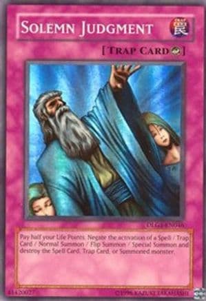 Solemn Judgment — Dark Legends Yu-Gi-Oh! card by KAZUKI TAKAHASHI