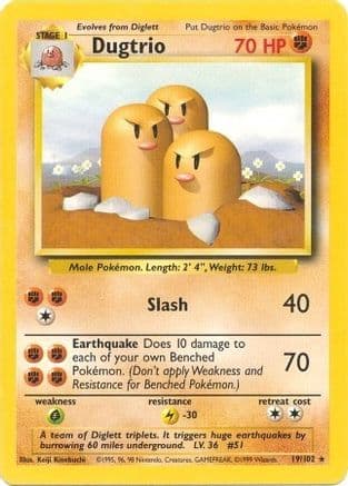 Dugtrio — Base Set Pokémon TCG card by Shizurow