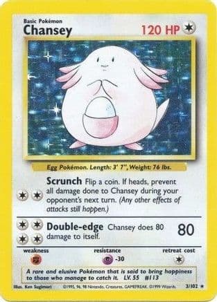 Chansey — Base Set Pokémon TCG card by Ken Sugimori