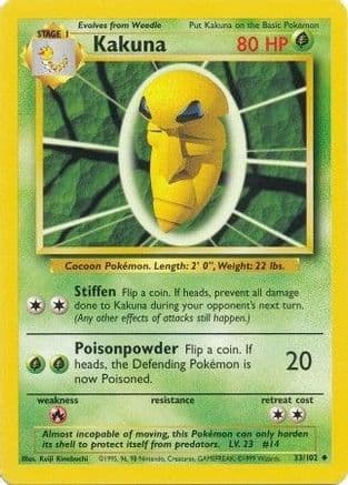 Kakuna — Base Set Pokémon TCG card by Keiji Kinebuchi