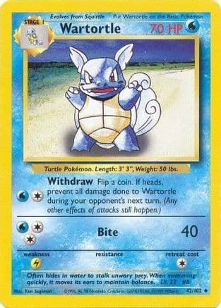 Wartortle — Base Set Pokémon TCG card by Masakazu Fukuda