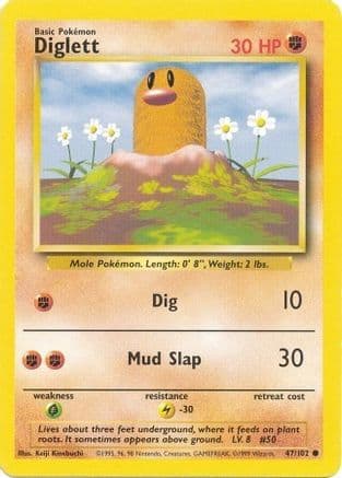 Diglett — Base Set Pokémon TCG card by Keiji Kinebuchi