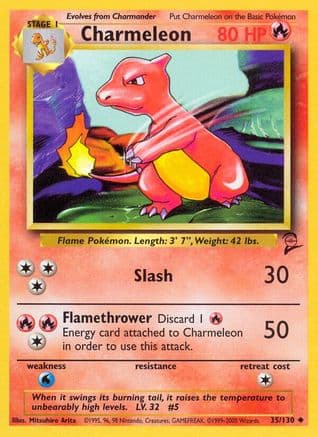 Charmeleon — Base Set 2 Pokémon TCG card by Sumiyoshi Kizuki