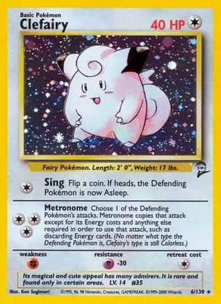 Clefairy — Base Set 2 Pokémon TCG card by Ken Sugimori