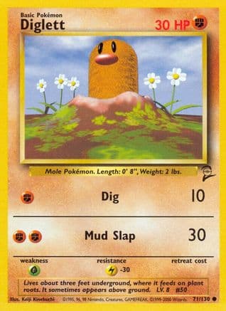 Diglett — Base Set 2 Pokémon TCG card by Keiji Kinebuchi