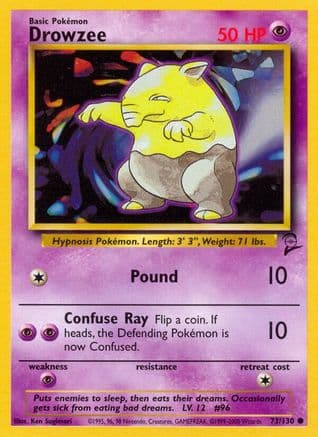Drowzee — Base Set 2 Pokémon TCG card by Kagemaru Himeno