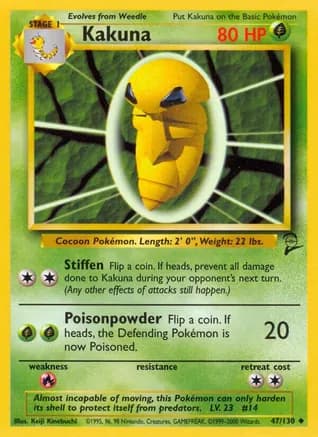 Kakuna — Base Set 2 Pokémon TCG card by Keiji Kinebuchi