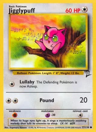 Jigglypuff — Base Set 2 Pokémon TCG card by Kagemaru Himeno