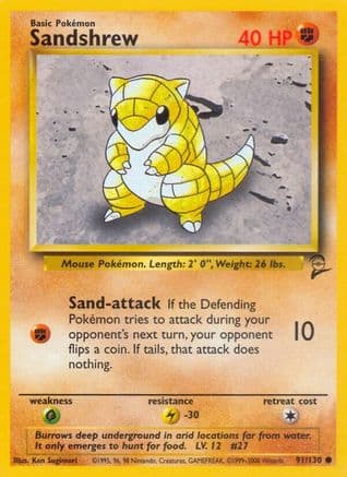 Sandshrew — Base Set 2 Pokémon TCG card by Ken Sugimori