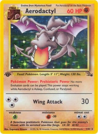 Aerodactyl (1) — Fossil Pokémon TCG card by Kagemaru Himeno