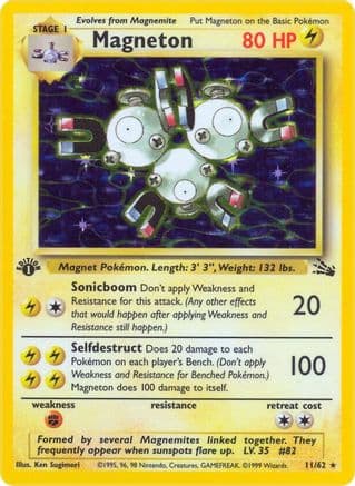 Magneton (11) — Fossil Pokémon TCG card by Ken Sugimori