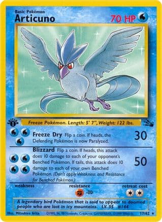 Articuno (17) — Fossil Pokémon TCG card by Mitsuhiro Arita