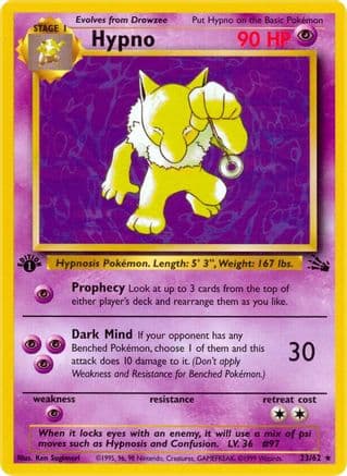 Hypno (23) — Fossil Pokémon TCG card by Ken Sugimori