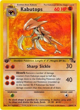 Kabutops (24) — Fossil Pokémon TCG card by Ken Sugimori
