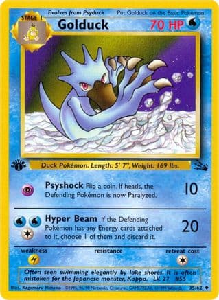 Golduck — Fossil Pokémon TCG card by Kagemaru Himeno