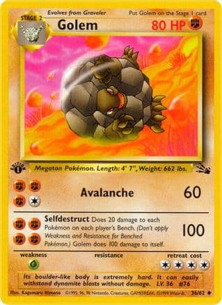 Golem — Fossil Pokémon TCG card by Kagemaru Himeno