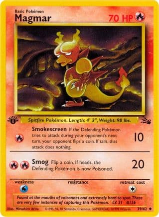 Magmar — Fossil Pokémon TCG card by Mitsuhiro Arita