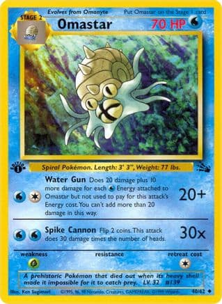 Omastar — Fossil Pokémon TCG card by Ken Sugimori