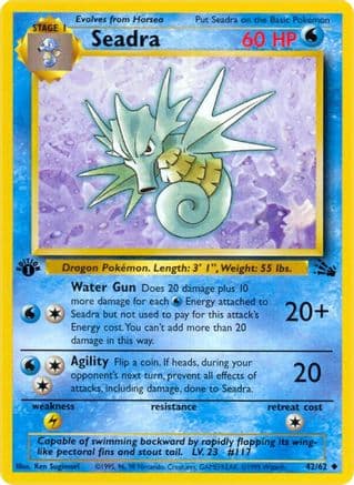Seadra — Fossil Pokémon TCG card by Ken Sugimori