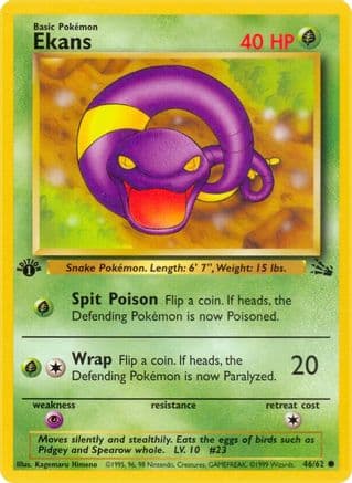 Ekans — Fossil Pokémon TCG card by Kagemaru Himeno