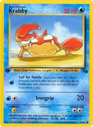 Krabby — Fossil Pokémon TCG card by Mitsuhiro Arita
