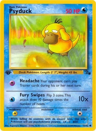 Psyduck — Fossil Pokémon TCG card by Kagemaru Himeno