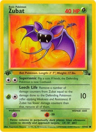 Zubat — Fossil Pokémon TCG card by Kagemaru Himeno