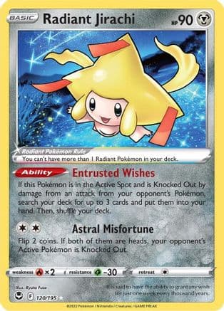 Radiant Jirachi — SWSH12: Silver Tempest Pokémon TCG card by Ryuta Fuse