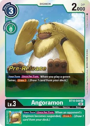 Angoramon — Xros Encounter Pre-Release Cards Digimon Card Game card by Akiyoshi Honga, Toei Animation