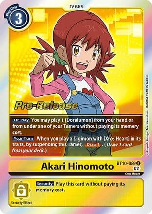 Akari Hinomoto — Xros Encounter Pre-Release Cards Digimon Card Game card by Akiyoshi Hongo, Toei Animation