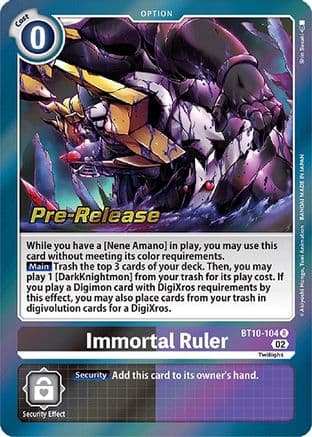 Immortal Ruler — Xros Encounter Pre-Release Cards Digimon Card Game card by Shin Sasaki
