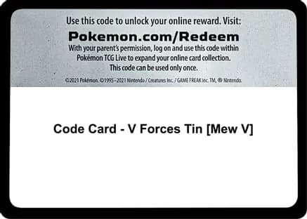 Code Card - V Forces Tin [Mew V] — Miscellaneous Cards & Products