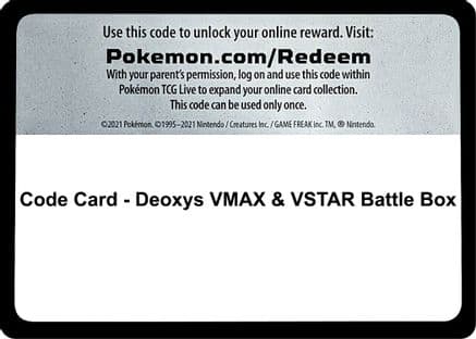 Code Card - Deoxys VMAX & VSTAR Battle Box — Miscellaneous Cards & Products