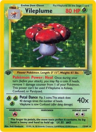 Vileplume (15) — Jungle Pokémon TCG card by Keiji Kinebuchi