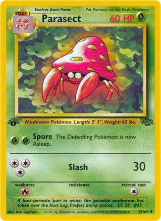 Parasect — Jungle Pokémon TCG card by Ken Sugimori
