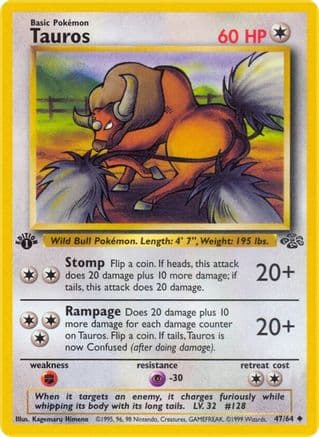 Tauros — Jungle Pokémon TCG card by Kagemaru Himeno