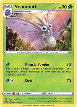 Venomoth — SWSH12: Silver Tempest Pokémon TCG card by Kagemaru Himeno