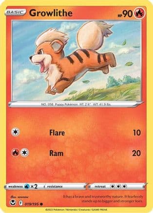 Growlithe — SWSH12: Silver Tempest Pokémon TCG card by sowsow