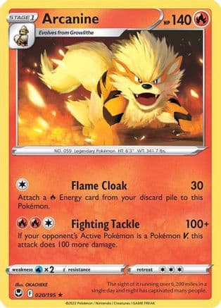 Arcanine — SWSH12: Silver Tempest Pokémon TCG card by OKACHEKE