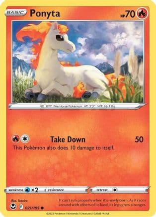 Ponyta — SWSH12: Silver Tempest Pokémon TCG card by Jiro Sasumo
