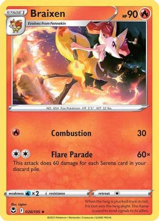 Braixen — SWSH12: Silver Tempest Pokémon TCG card by Ligton