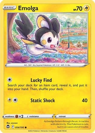 Emolga — SWSH12: Silver Tempest Pokémon TCG card by sowsow