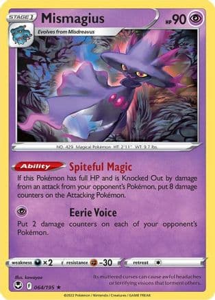 Mismagius — SWSH12: Silver Tempest Pokémon TCG card by kawayoo