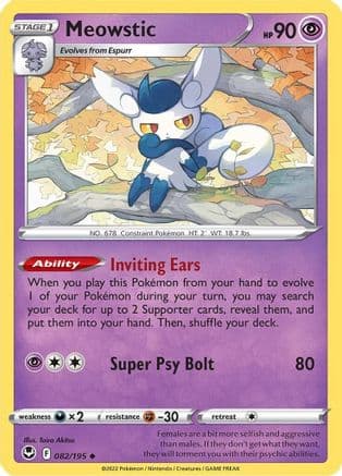Meowstic — SWSH12: Silver Tempest Pokémon TCG card by Taira Akitsu