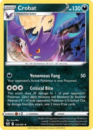 Crobat — SWSH12: Silver Tempest Pokémon TCG card by Yuya Oka