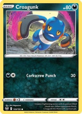 Croagunk — SWSH12: Silver Tempest Pokémon TCG card by Shin Nagasawa