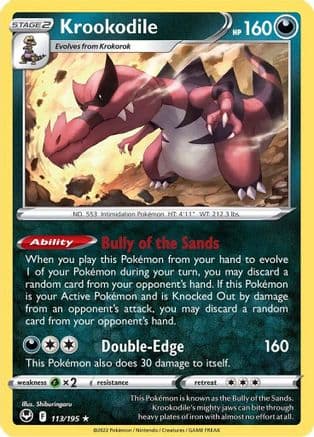 Krookodile — SWSH12: Silver Tempest Pokémon TCG card by Shiburingaru