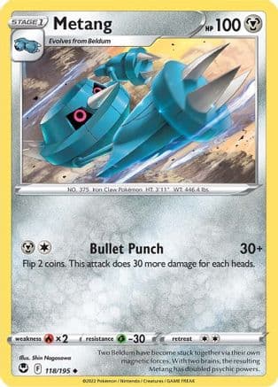 Metang — SWSH12: Silver Tempest Pokémon TCG card by Shin Nagasawa